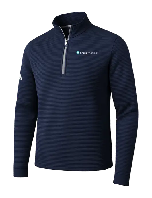 Adidas Navy Spacer Quarter-Zip Pullover w/Bread Financial Logo