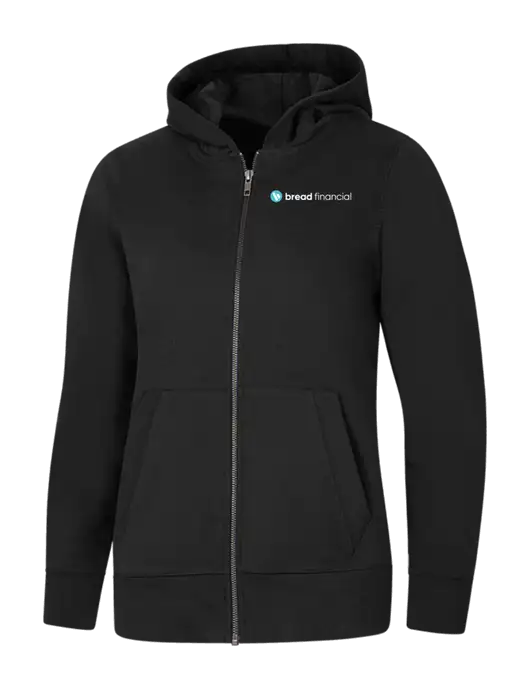 Womens Black Re-Fleece Full-Zip Hoodie w/Bread Financial Logo