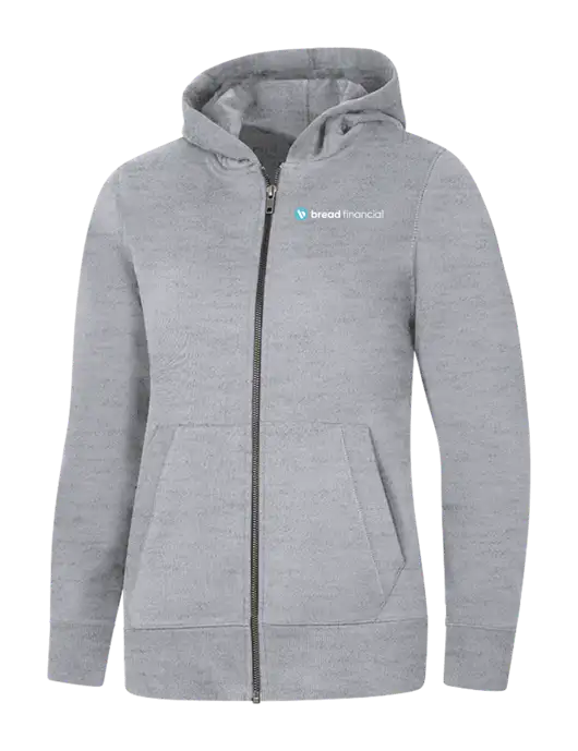 Womens Light Grey Heather Re-Fleece Full-Zip Hoodie w/Bread Financial Logo