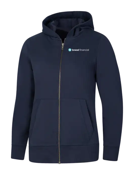 Womens Navy Re-Fleece Full-Zip Hoodie w/Bread Financial Logo