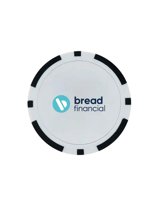 Black Poker Chip Ball Marker w/Bread Financial Logo