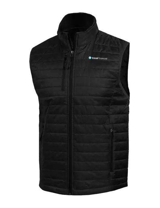 Packable Black Puffy Vest w/Bread Financial Logo