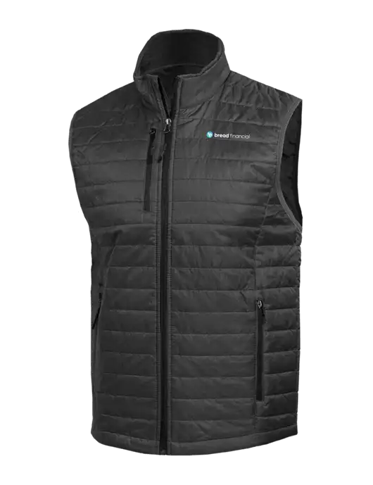 Packable Dark Grey Puffy Vest w/Bread Financial Logo