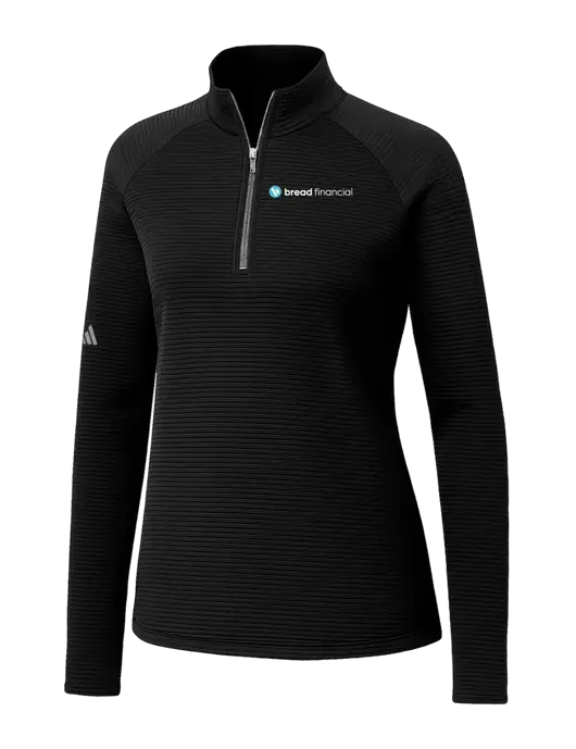 Adidas Womens Black Spacer Quarter-Zip Pullover  w/Bread Financial Logo