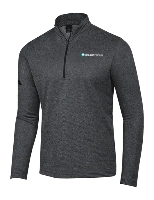 Adidas Black Melange Space Dyed Quarter-Zip Pullover w/Bread Financial Logo