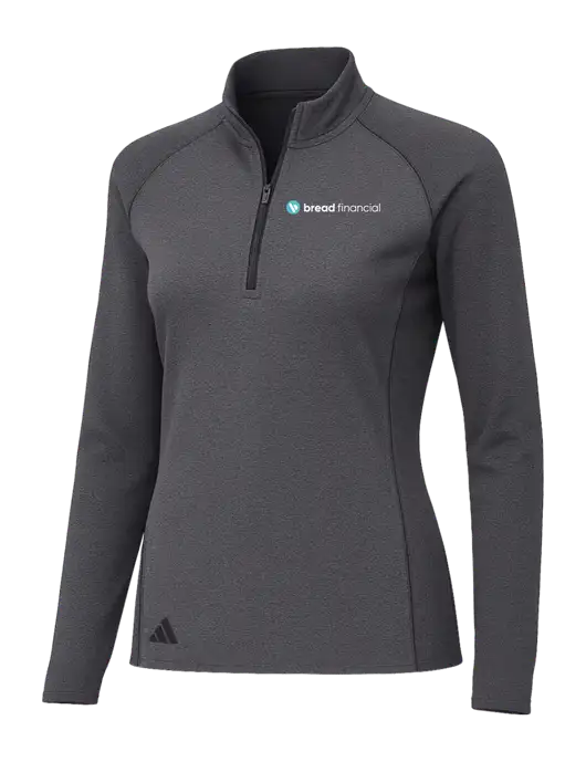 Adidas Womens Black Melange Space Dyed Quarter-Zip Pullover  w/Bread Financial Logo