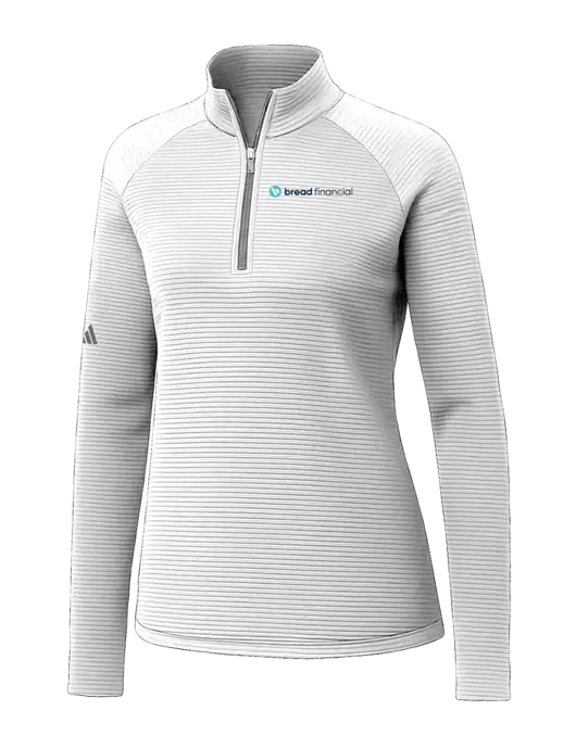 Adidas Womens White Spacer Quarter-Zip Pullover  w/Bread Financial Logo