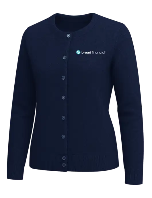 Brooks Brothers Womens Navy Washable Merino Cardigan Sweater w/Bread Financial Logo