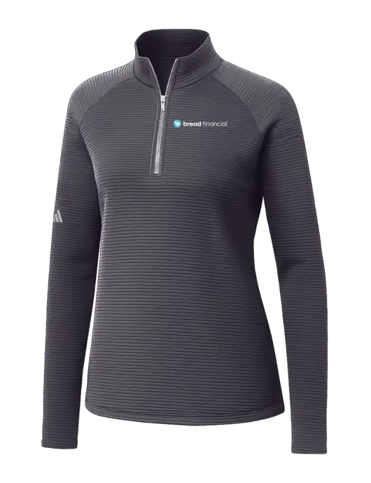 Adidas Womens Medium Grey Spacer Quarter-Zip Pullover  w/Bread Financial Logo