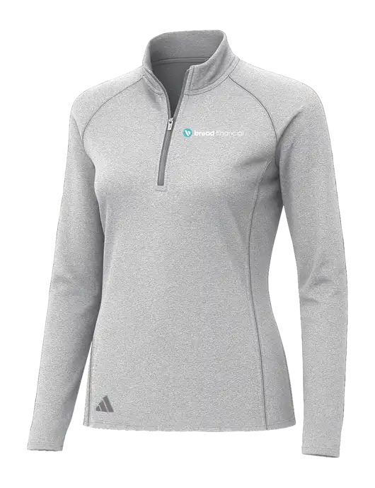 Adidas Womens Light Grey Heather Space Dyed Quarter-Zip Pullover  w/Bread Financial Logo