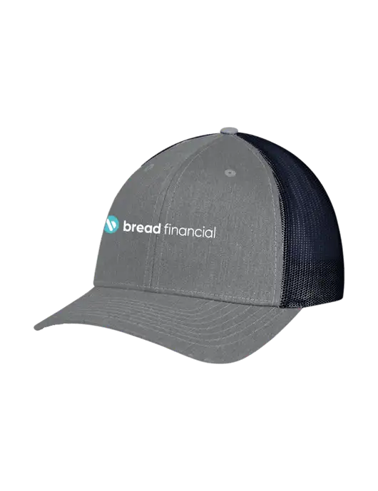 Richardson Adjustable Snapback Original 112 Trucker Cap Heather Grey w/Navy Mesh w/Bread Financial Logo