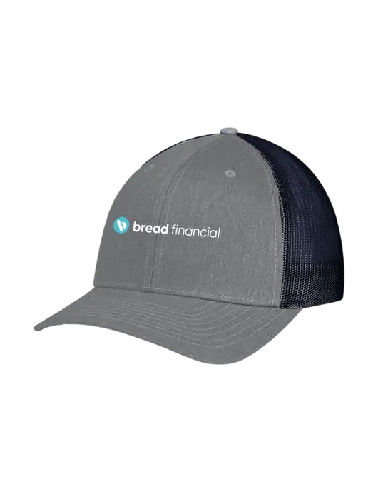 Richardson Adjustable Snapback Original 112 Trucker Cap Heather Grey w/Navy Mesh w/Bread Financial Logo