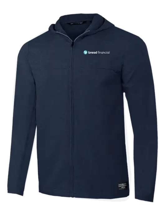 TravisMathew Dark Heather Navy Balboa Hooded Full-Zip Jacket w/Bread Financial Logo