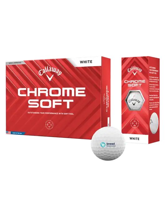 Callaway Chrome Soft Golf Balls 12/pk w/Bread Financial Logo