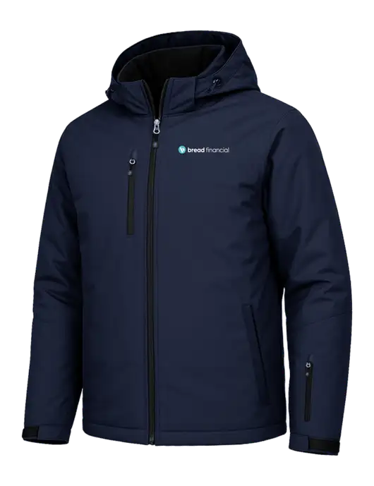 Cold Weather Vortex Light Navy/ Dark Navy Waterproof 3-in-1 Jacket with Detachable Hood w/Bread Financial Logo, Bread Financial Logo
