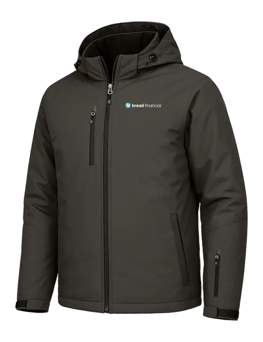 Cold Weather Vortex Dark Grey/ Black Waterproof 3-in-1 Jacket with Detachable Hood w/Bread Financial Logo, Bread Financial Logo