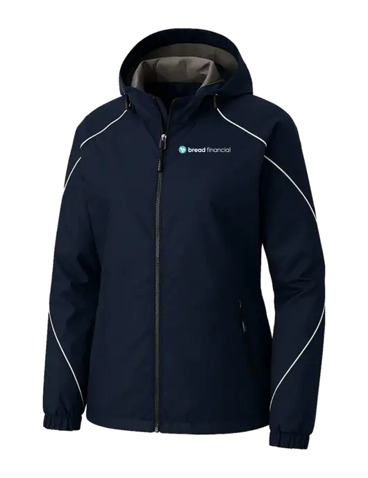 Womens Angle 3-in-1 Navy Jacket with Fleece Liner w/Bread Financial Logo, Bread Financial Logo