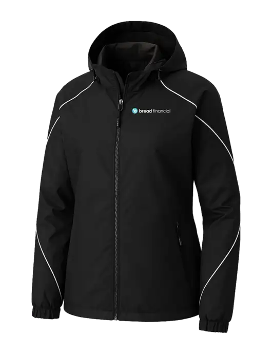 Womens Angle 3-in-1 Black Jacket with Fleece Liner w/Bread Financial Logo, Bread Financial Logo