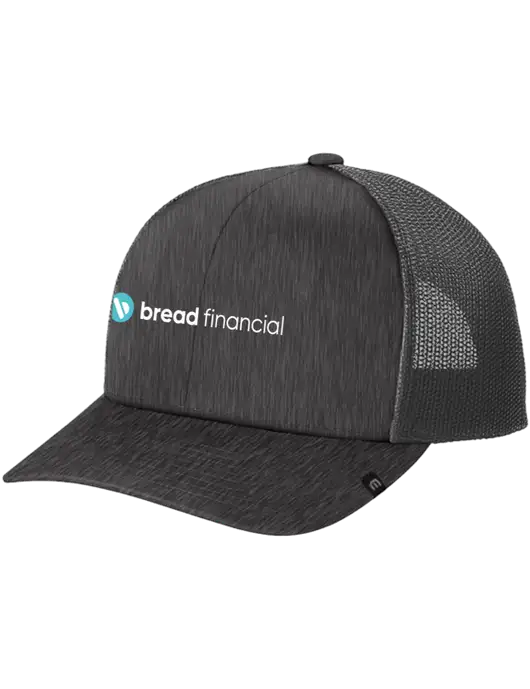 TravisMathew Very Dark Grey Heather Cruz Trucker Cap w/Bread Financial Logo