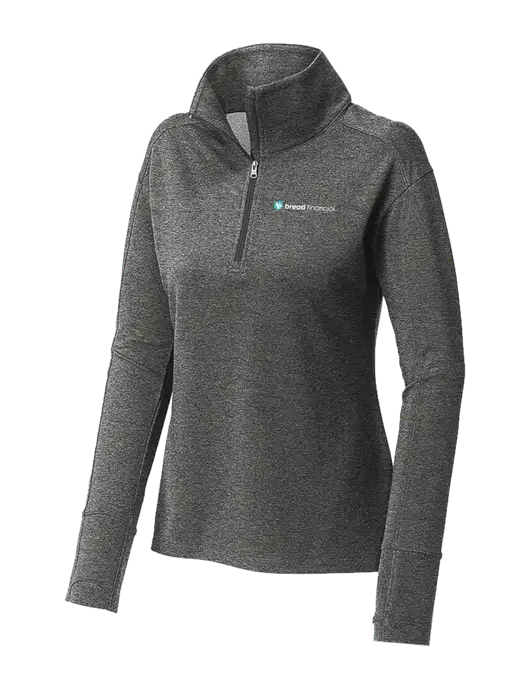 Womens Sport-Wick Flex Fleece Dark Grey Heather 1/4-Zip w/Bread Financial Logo
