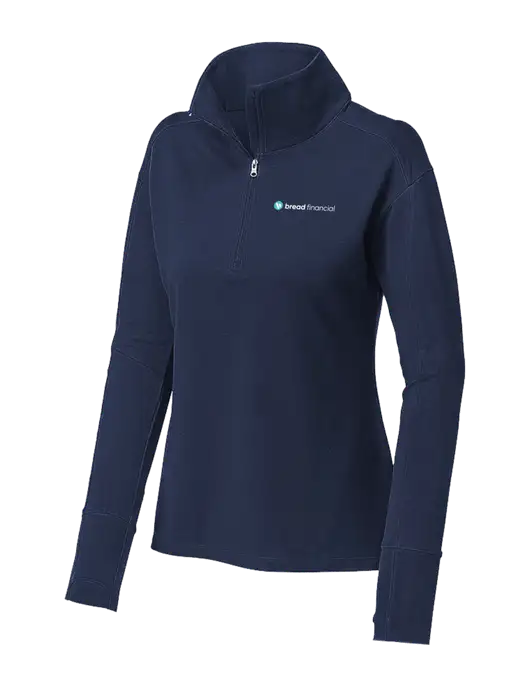Womens Sport-Wick Flex Fleece Dark Navy 1/4-Zip w/Bread Financial Logo