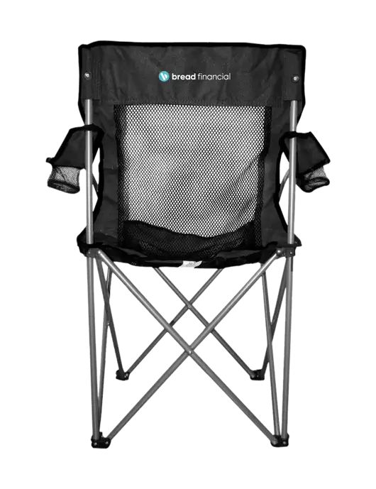 Titan Black/Black Mesh Folding Chair w/Bread Financial Logo