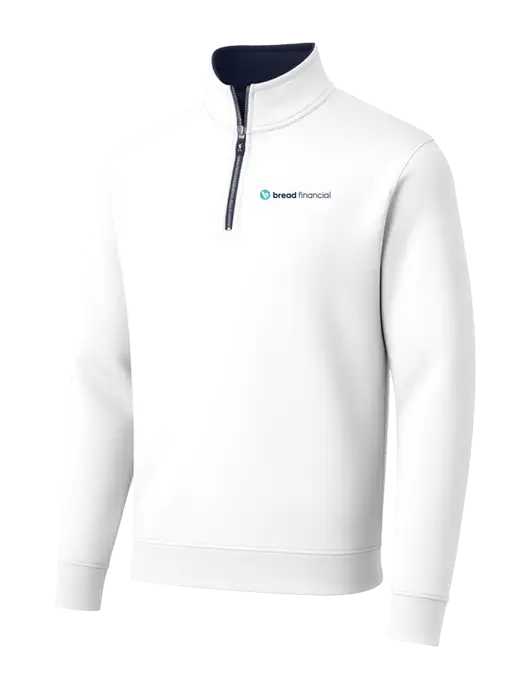 Fairway & Greene Caves Quarter-Zip Tech White Pullover w/Bread Financial Logo