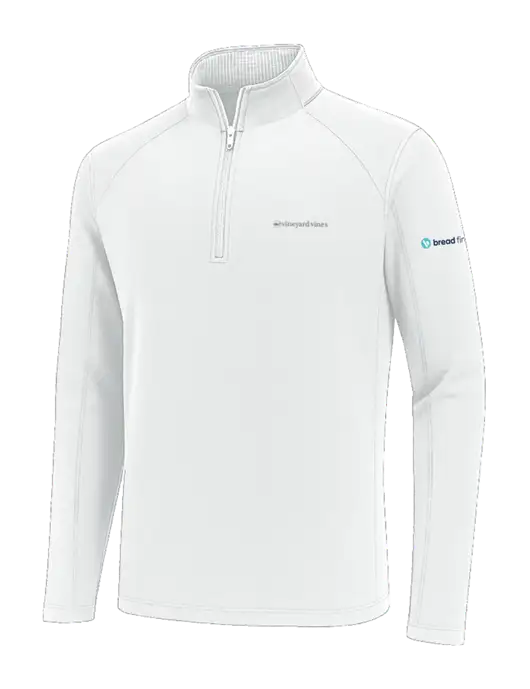 Vineyard Vines White Sankaty Quarter-Zip Pullover
 w/Bread Financial Logo
