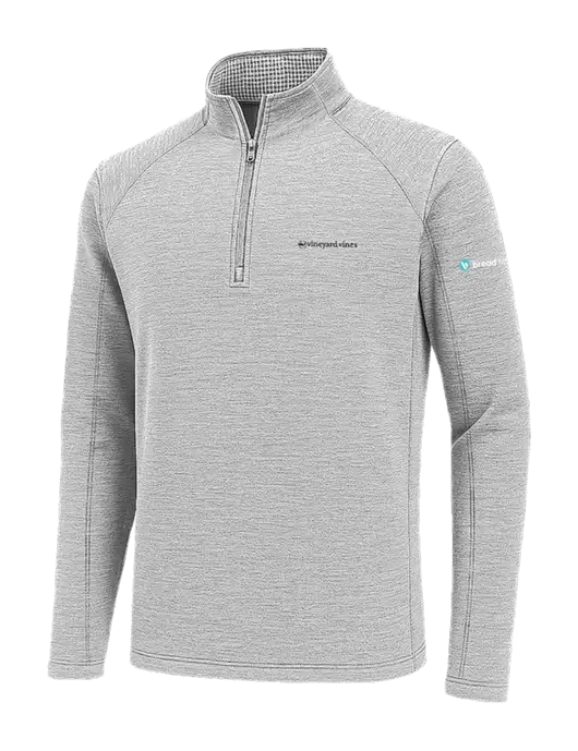 Vineyard Vines Light Grey Hather Sankaty Quarter-Zip Pullover
 w/Bread Financial Logo