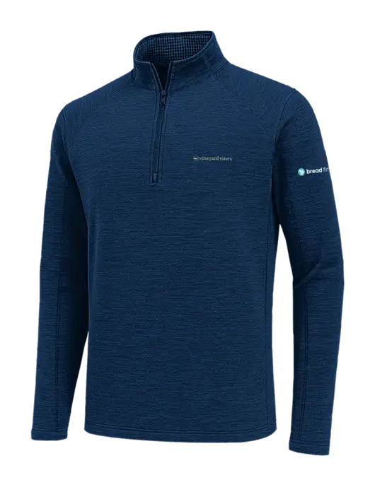 Vineyard Vines Dark Navy Heather Sankaty Quarter-Zip Pullover
 w/Bread Financial Logo