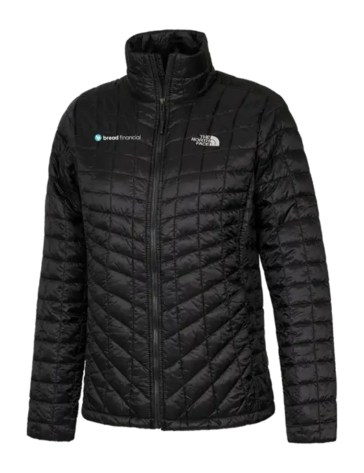 North Face Womens Black ThermoBall Trekker Jacket w/Bread Financial Logo