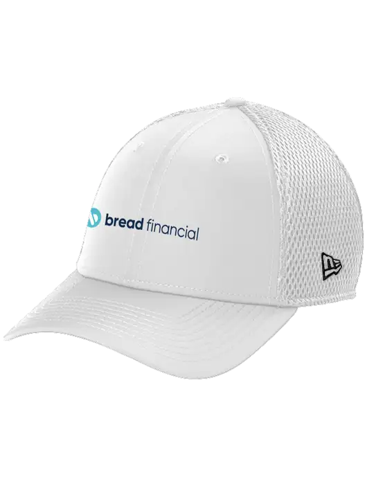 New Era 39THIRTY Performance Stretch White Mesh Cap w/Bread Financial Logo