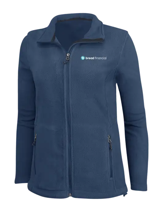 Womens Light Navy Fleece Jacket w/Bread Financial Logo