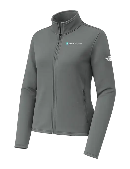 The North Face Womens Aim Full-Zip Dark Medium Grey Fleece Jacket w/Bread Financial Logo