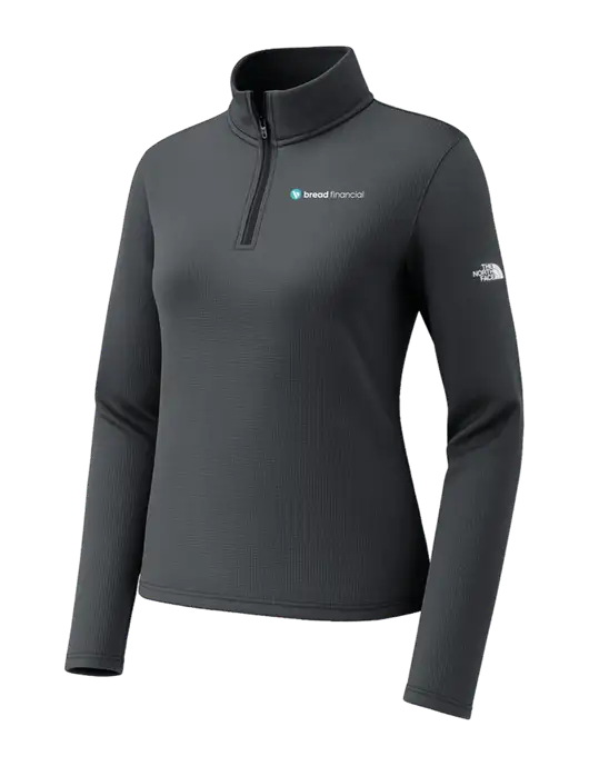 The North Face Womens Aim 1/4-Zip Charcoal Grey Fleece w/Bread Financial Logo