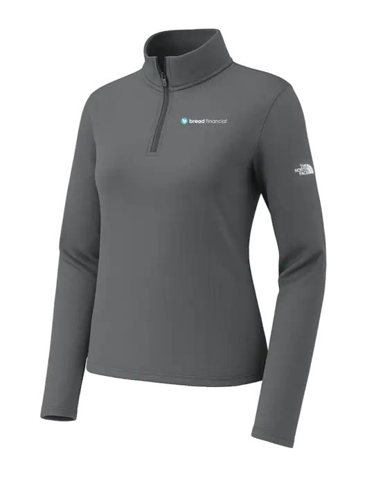 The North Face Womens Aim 1/4-Zip Dark Medium Grey Fleece w/Bread Financial Logo