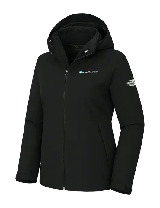 The North Face Womens Castle Valley Triclimate 3-in-1 Black Jacket w/Bread Financial Logo, Bread Financial Logo