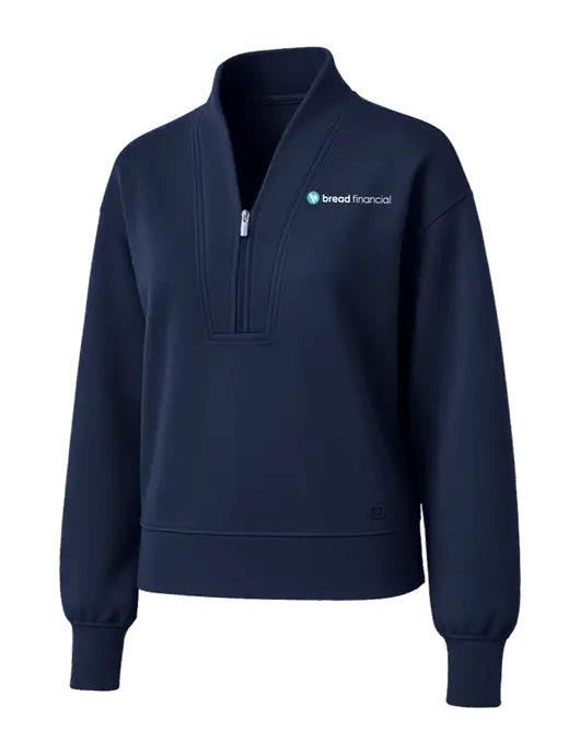 OGIO Womens Dark Navy Transcend 1/4-Zip w/Bread Financial Logo