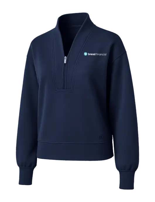 OGIO Womens Dark Navy Transcend 1/4-Zip w/Bread Financial Logo