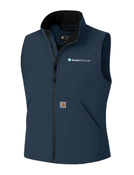 Carhartt Rain Defender Dark Navy Soft Shell Vest w/Bread Financial Logo