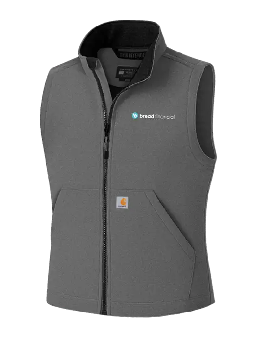 Carhartt Rain Defender Dark Medium Grey Soft Shell Vest w/Bread Financial Logo