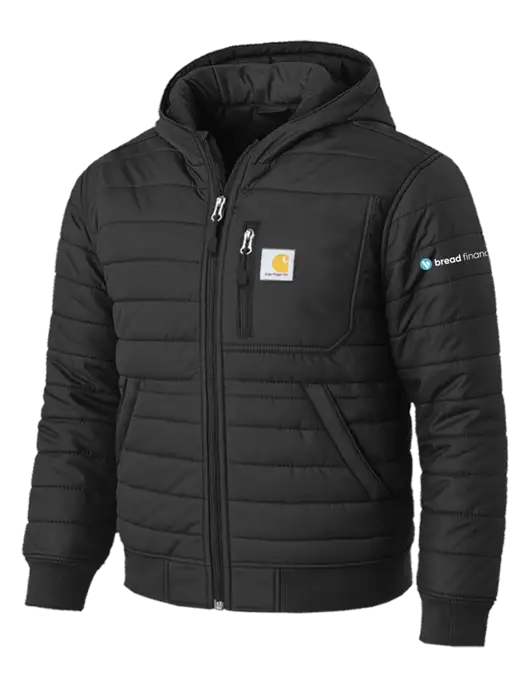 Carhartt Gilliam Insulated Black Hooded Jacket w/Bread Financial Logo