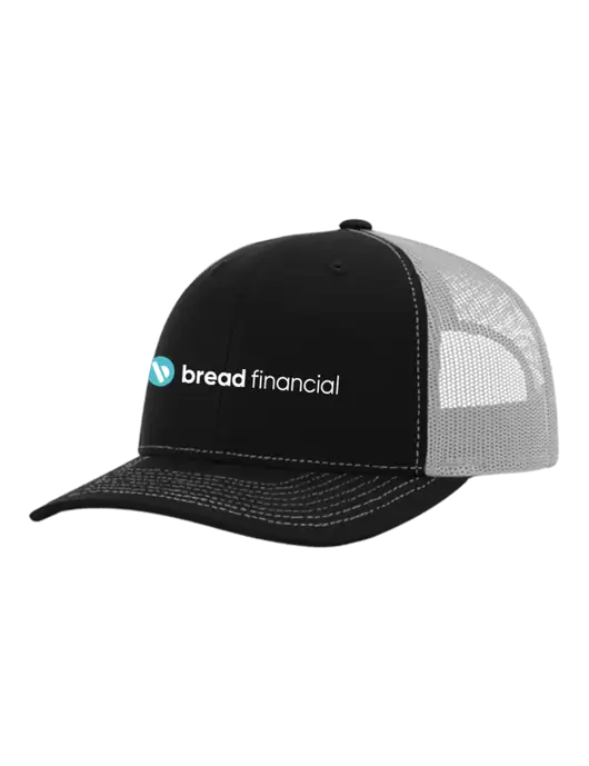 Richardson Adjustable Snapback Original 112 Trucker Cap Black w/White Mesh w/Bread Financial Logo