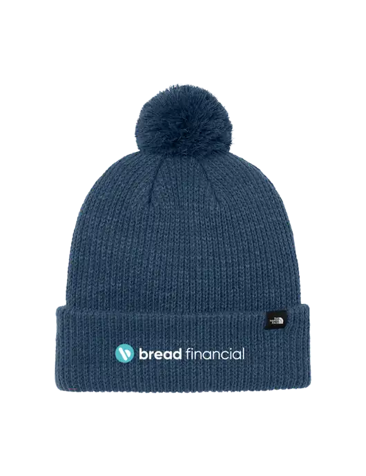 The North Face Light Navy Pom Beanie w/Bread Financial Logo
