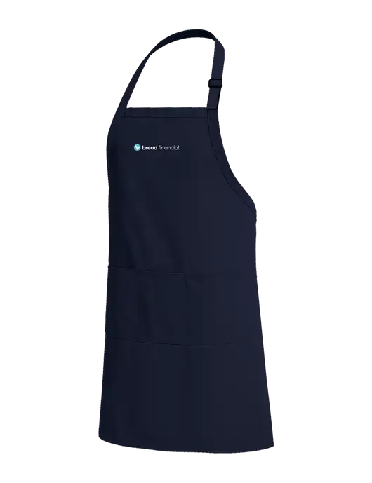 Easy Care Extra Long Bib Navy Apron with Stain Release w/Bread Financial Logo