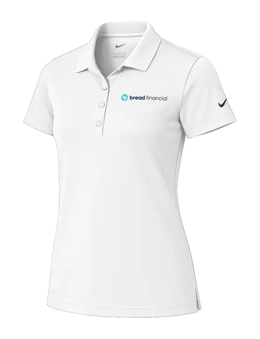 Nike Womens White Tech Basic Dri-FIT Polo
 w/Bread Financial Logo