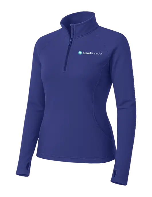 Light Purple Womens Sport Wick Stretch 1/4 Zip Pullover w/Bread Financial Logo