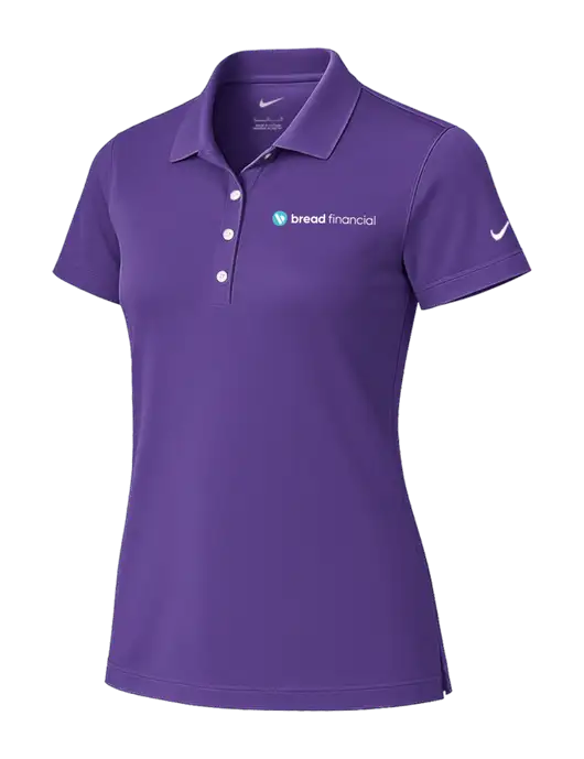 Nike Womens Purple Tech Basic Dri-FIT Polo
 w/Bread Financial Logo