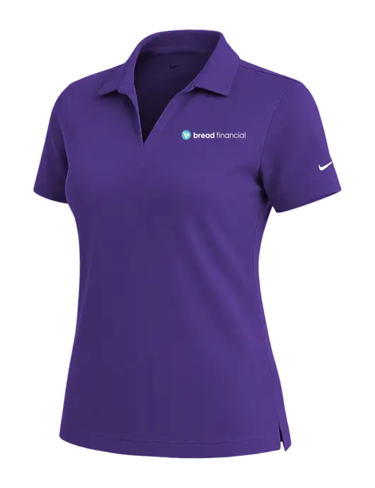 NIKE Purple Womens Dri-Fit Micro Pique Polo w/Bread Financial Logo