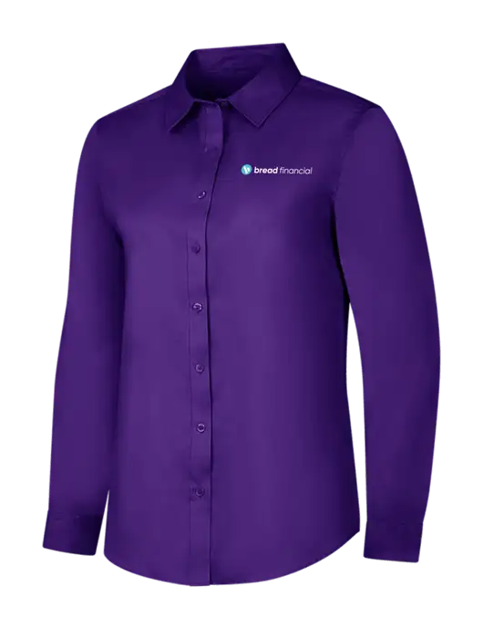 Purple Womens Long Sleeve Superpro React Twill Shirt w/Bread Financial Logo